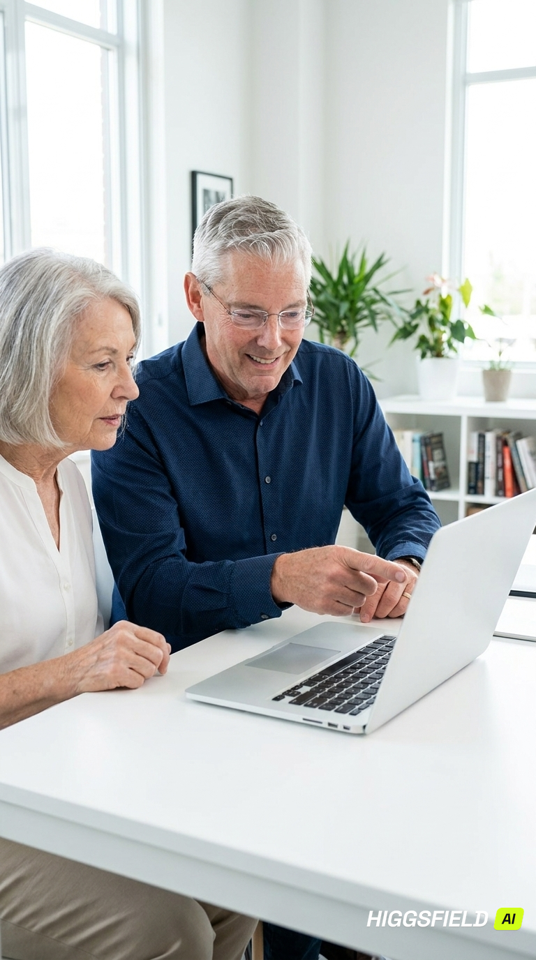 Steve helping clients with a laptop